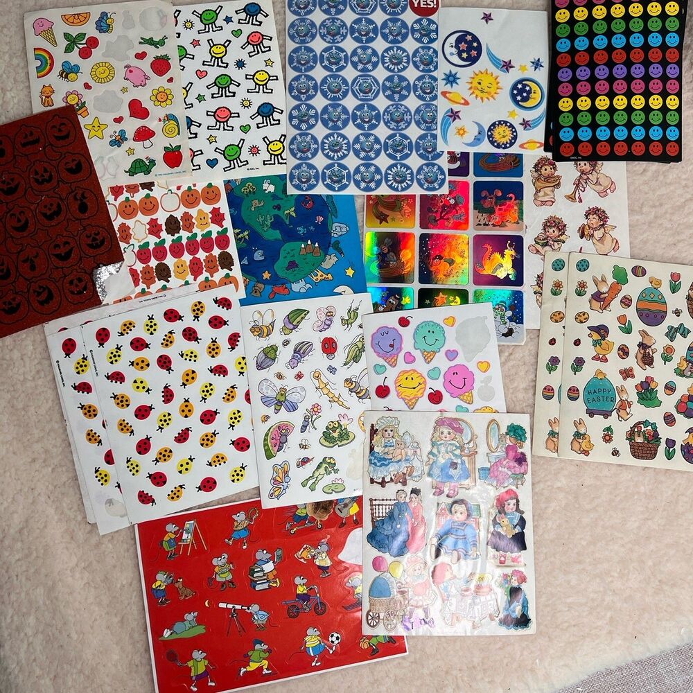 Mixed Lot Vintage 90s Sticker Sheets Animals Hearts Holiday Dinosaur - Picture 3 of 3